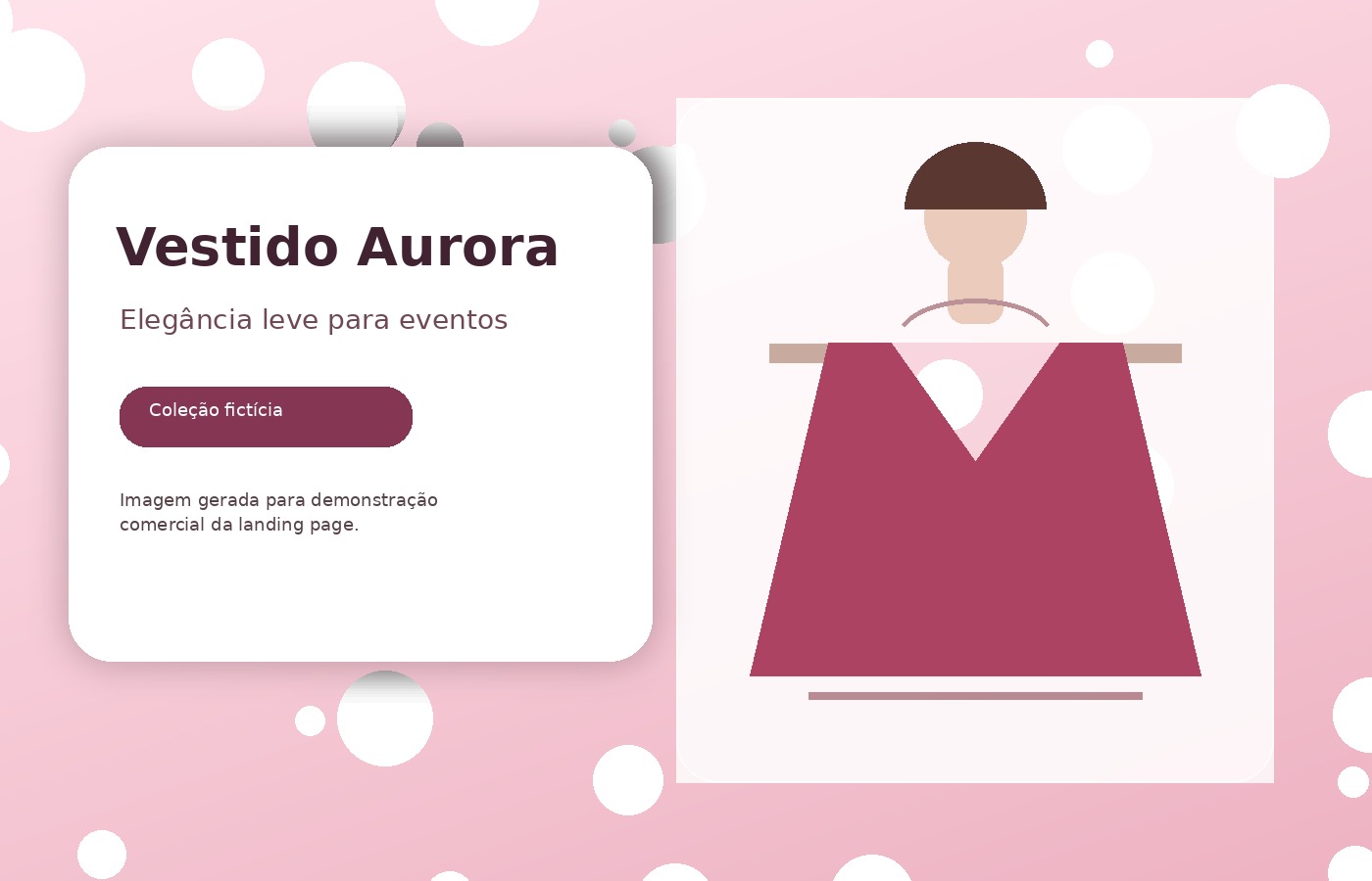 Vestido Aurora fictício em destaque
